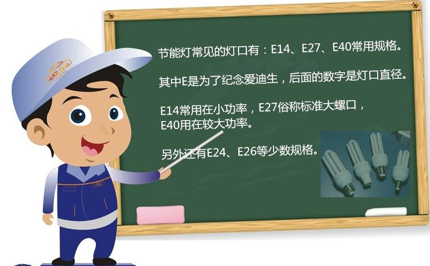 選購(gòu)節(jié)能燈要注意燈口型號(hào)和尺寸 E14、E27、E40螺旋燈口